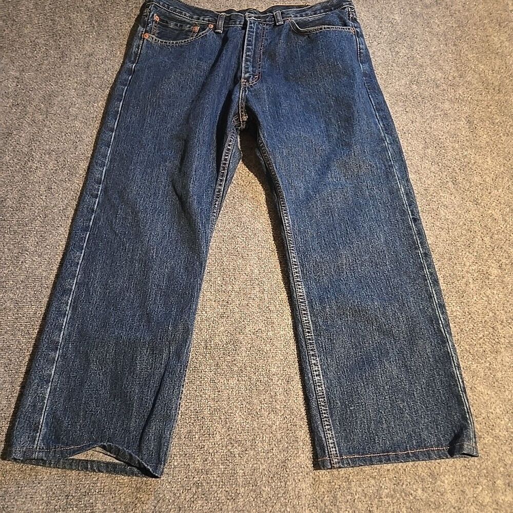 Levi Denim Jeans Mens 38x29 (Fits 37x26) Blue Strait 505 Dark 2015 High Rise